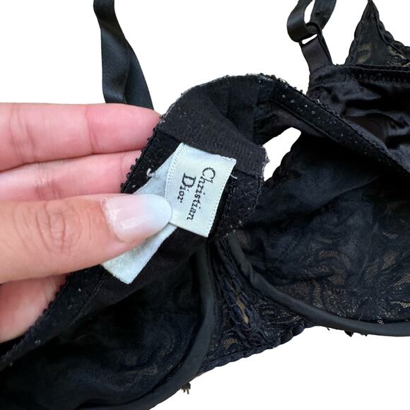 Vintage Christian Dior Black Lace Bra Made in USA Size M/L - Picture 5 of 6